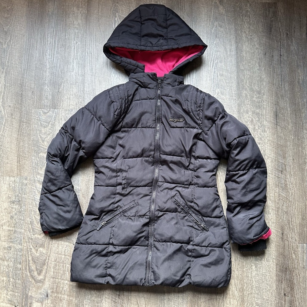 Vintage Baby Phat Puffer Jacket Womens Size Large Embroidered Silver Black Y2K